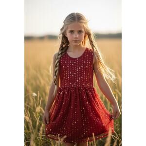 Wonder Nation Red Sequin Party Dress Girls XL 14-16 Dress